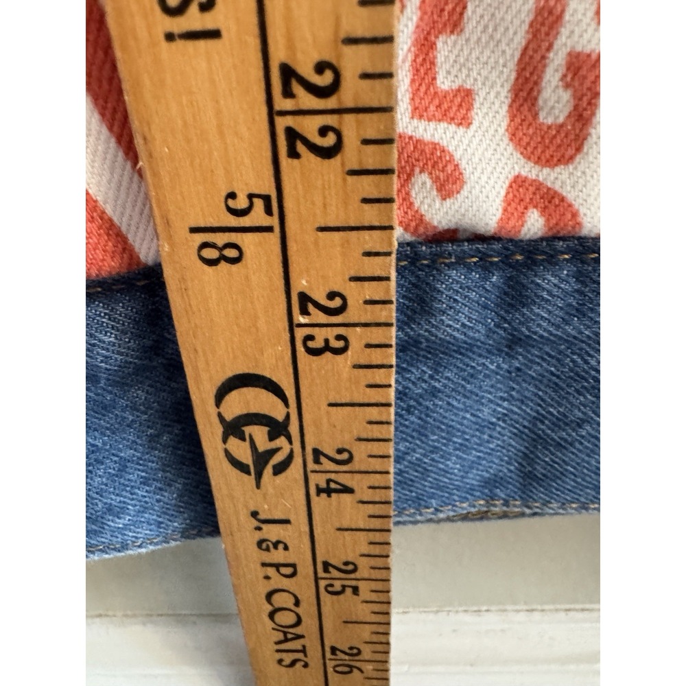 Wrangler Women's XL Graphic Print Denim Jacket Red White Blue Jean Lady - Picture 5 of 10